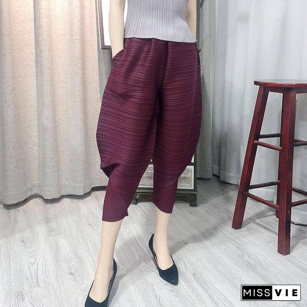 autumn winter Korean trousers pleated wide leg harem pants plus size women casual Ankle-Length lantern flare pants