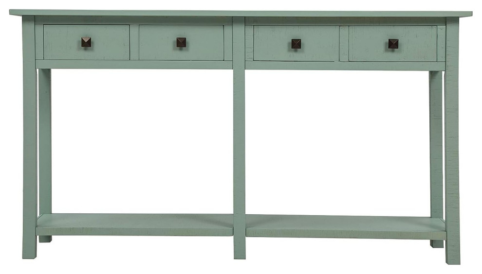 Rustic Classic Console Table  4 Drawers With Square Pull Handles   Rustic   Console Tables   by Decor Love  Houzz