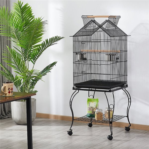 Yaheetech 57-in Rolling Meta Open Top Bird Parrot Cage， Black