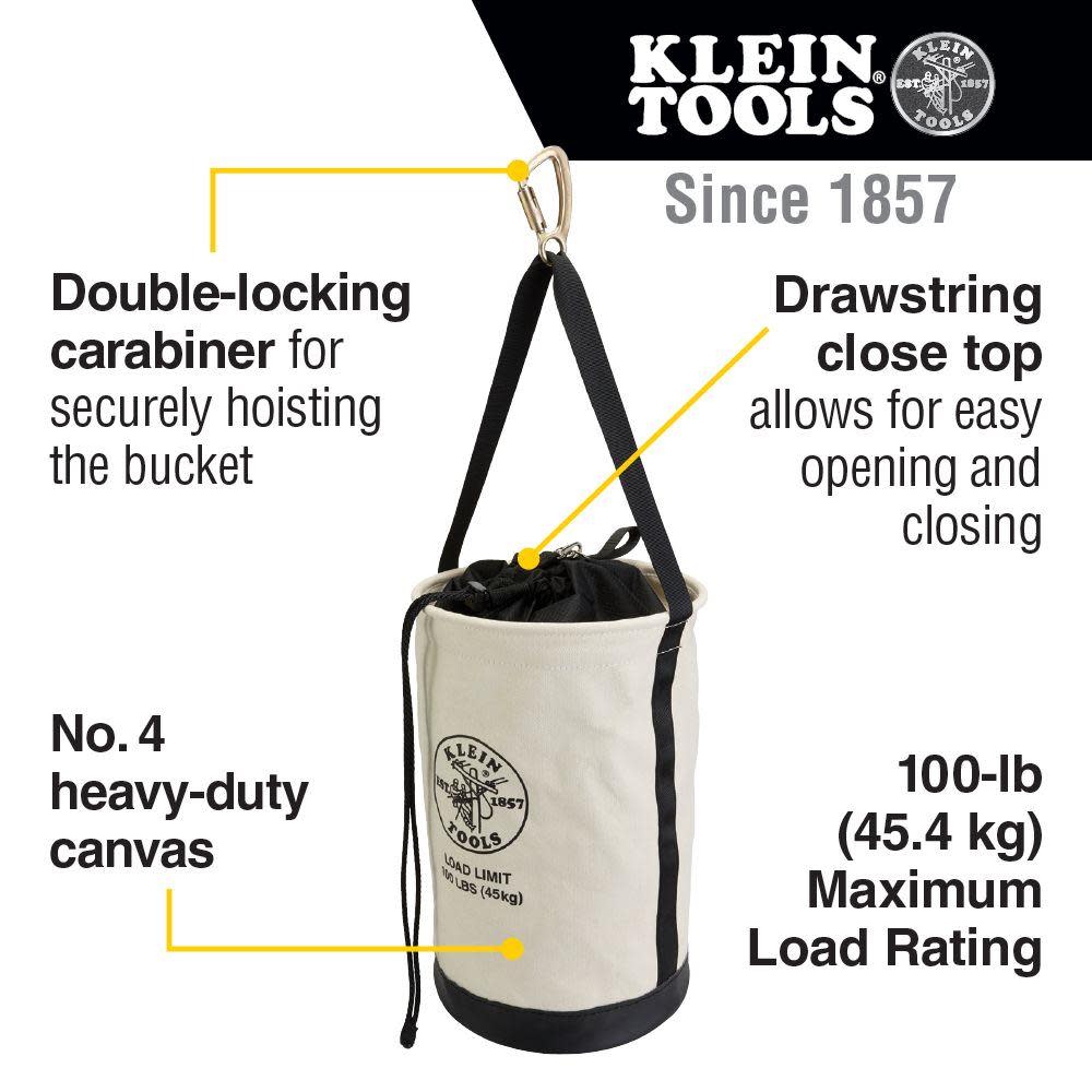 Heavy Duty Canvas Close Bucket， 100-pound (45.4 kg) Maximum Load Rating ;