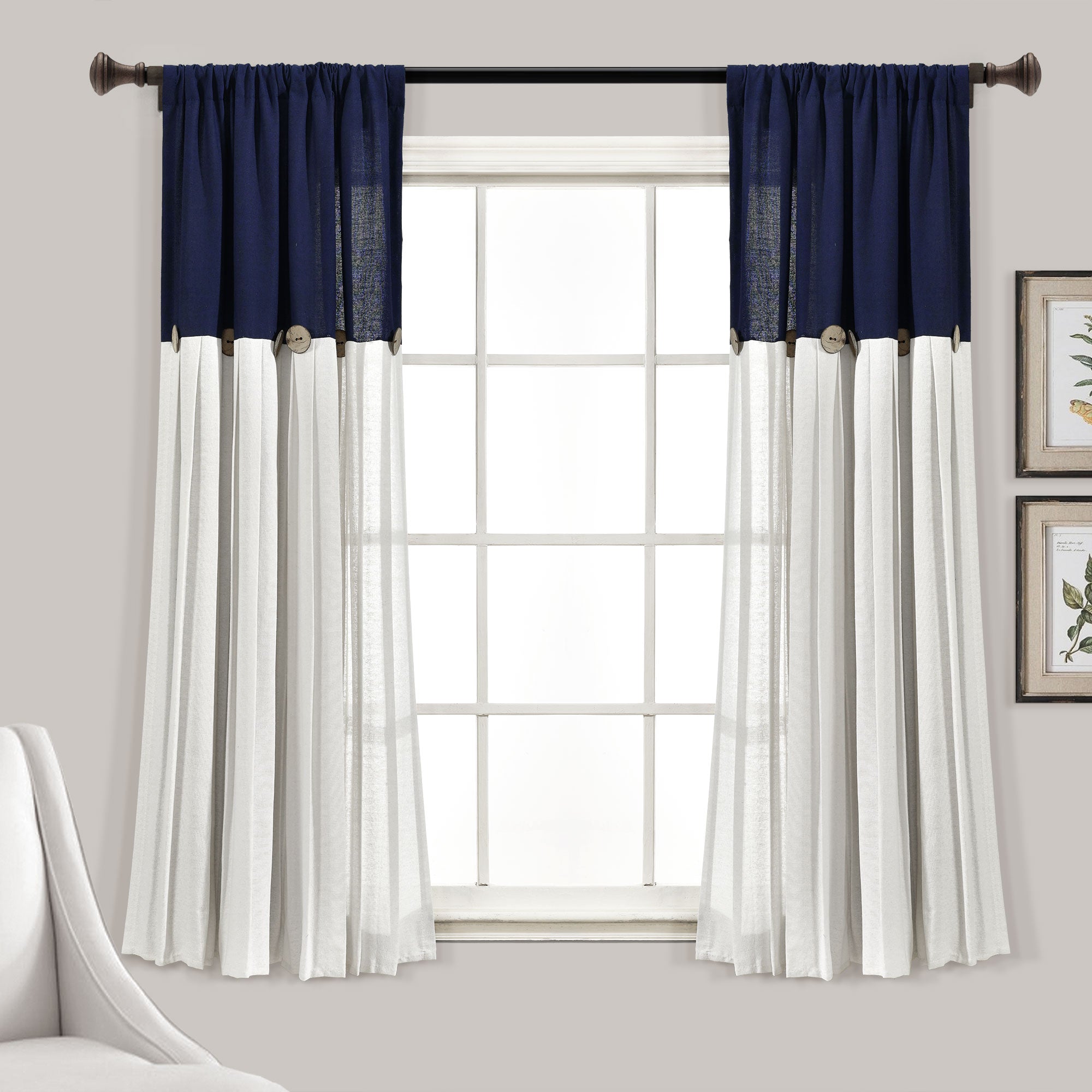 Linen Button Window Curtain Panel