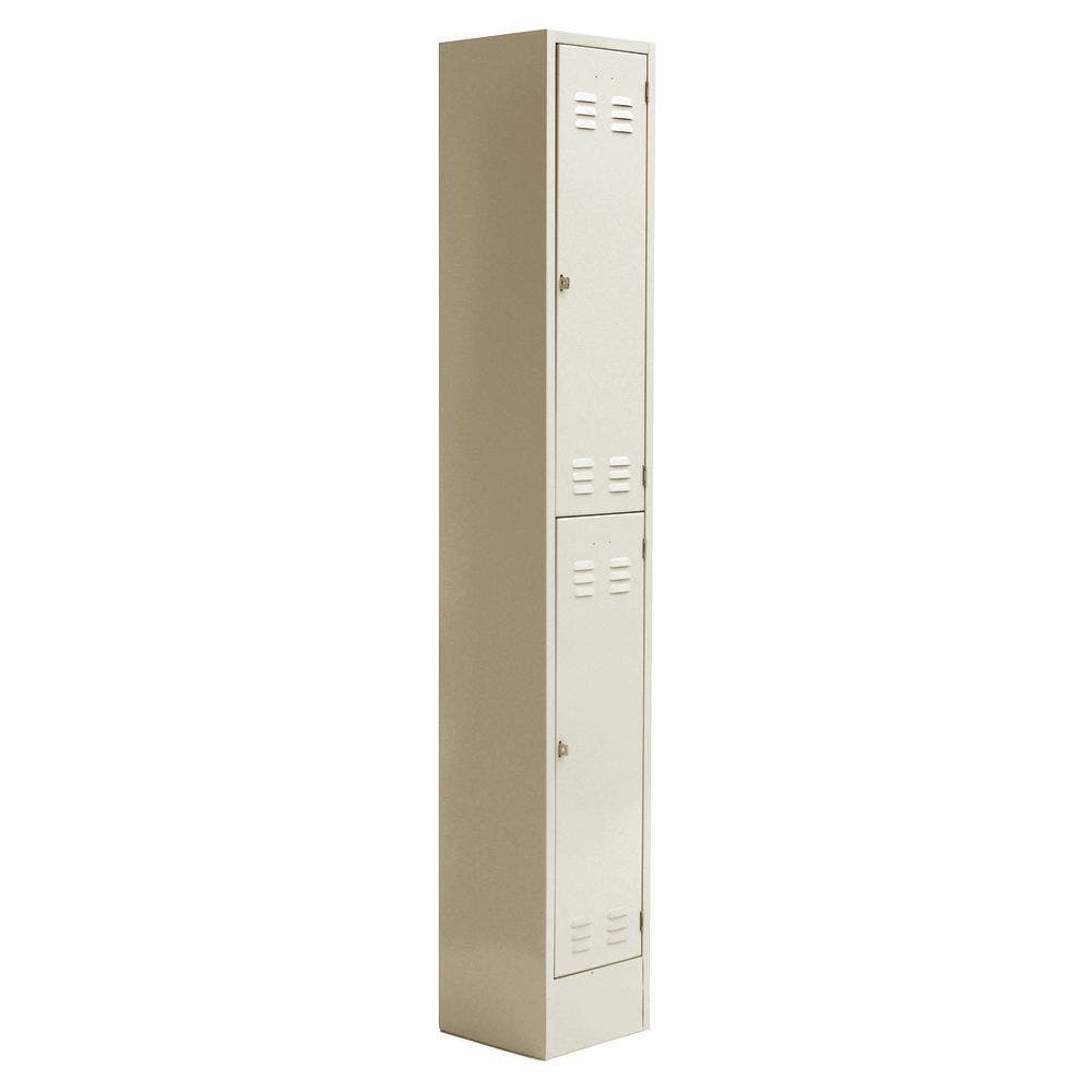 Central Exclusive Double-Tier Louvered Tan Metal Locker - 12