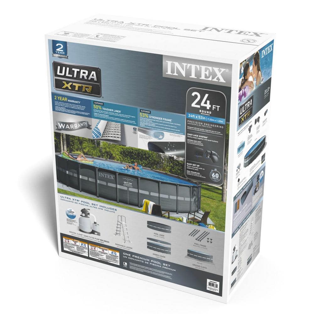 INTEX 24 ft. x 52 in. Ultra XTR Frame Round Swimming Pool Set with Sand Filter Pump 26339EH