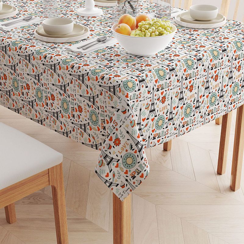 Square Tablecloth， 100% Cotton， 60x60， Colorful Paris Design