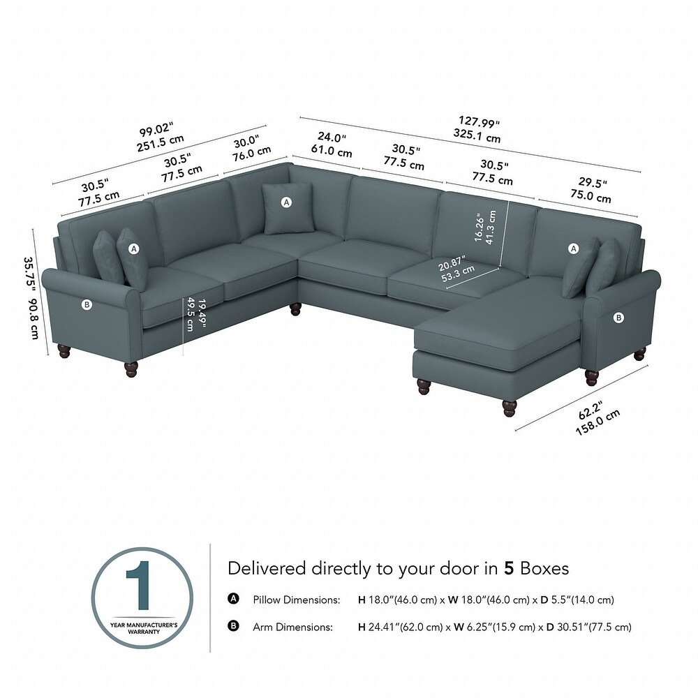 Hudson U Shaped Couch with Reversible Chaise Lounge by Bush Furniture