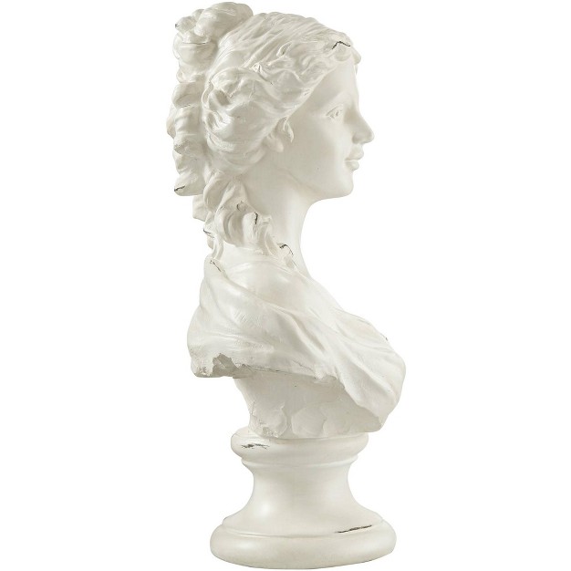 High White Faux Marble Finish Female Bust Statue