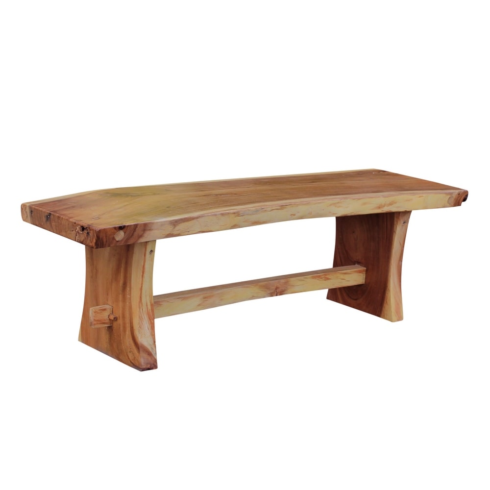 Chic Teak Suar Live Edge Slab Backless Bench approximately 79\