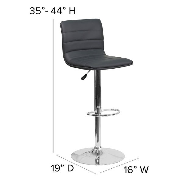 Modern Vinyl Adjustable Height Barstool with Horizontal Stitch Back - 16