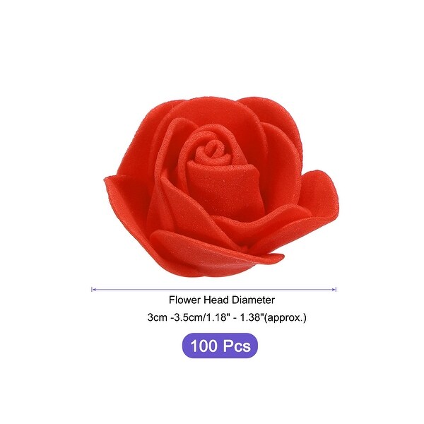 Artificial Rose Flower Heads PE Mini Faux Flowers for DIY Craft 100Pcs