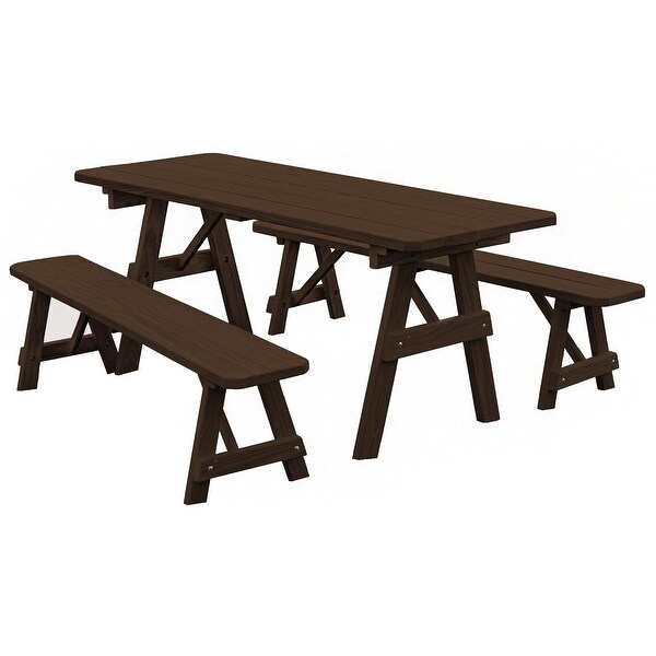 Pine 6' Traditional Picnic Table with 2 Benches