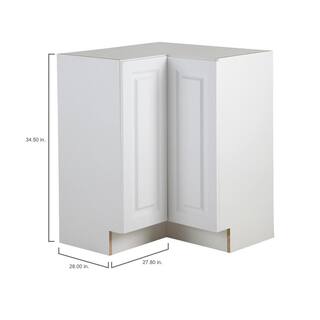 Hampton Bay Benton Assembled 27.6 in. x 27.6 in. x 34.5 in. Lazy Susan Corner Base Cabinet in White BT2835C-WH