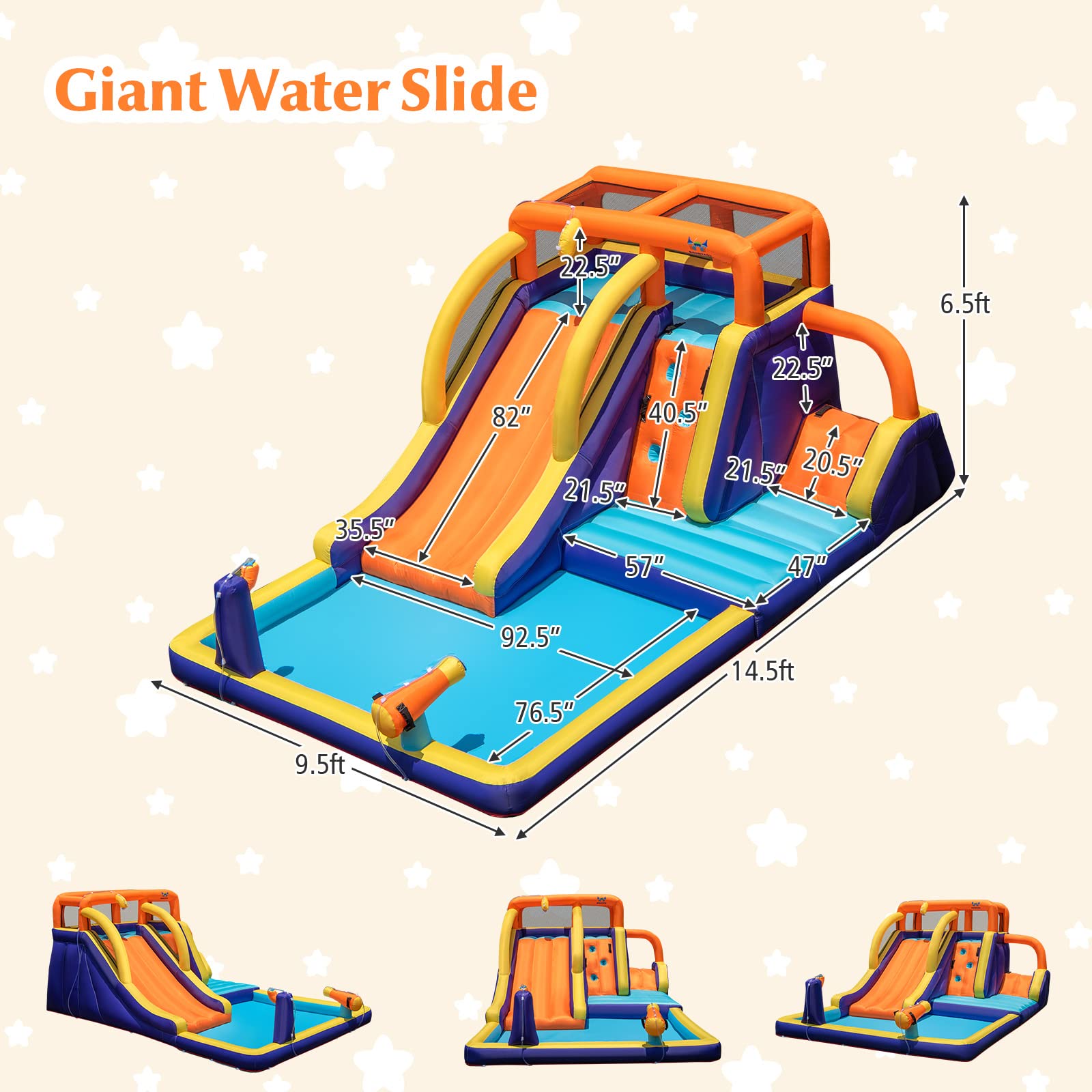 Costzon Inflatable Water Slide, 7-in-1 Kids Giant Water Park