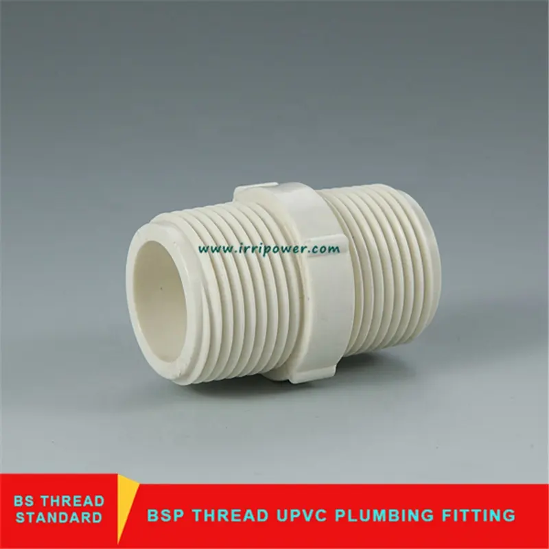 BS4346 Standard UPVC BSP Thread Connector PVC Plastic Nipple Connector