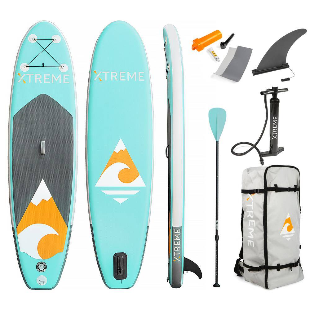 XtremepowerUS Ultimate 10 ft. Aqua PVC Inflatable Stand Up Paddle-Board with SUP Paddle and Essentials 99260-H1