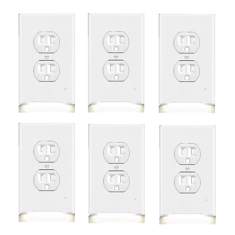 6packs Decor Outlet Wall Plates With Led Guide Night Lights Build On Sensor Electrical Illuminated Plug Plates Covers Plate With Energy Efficient Nigh