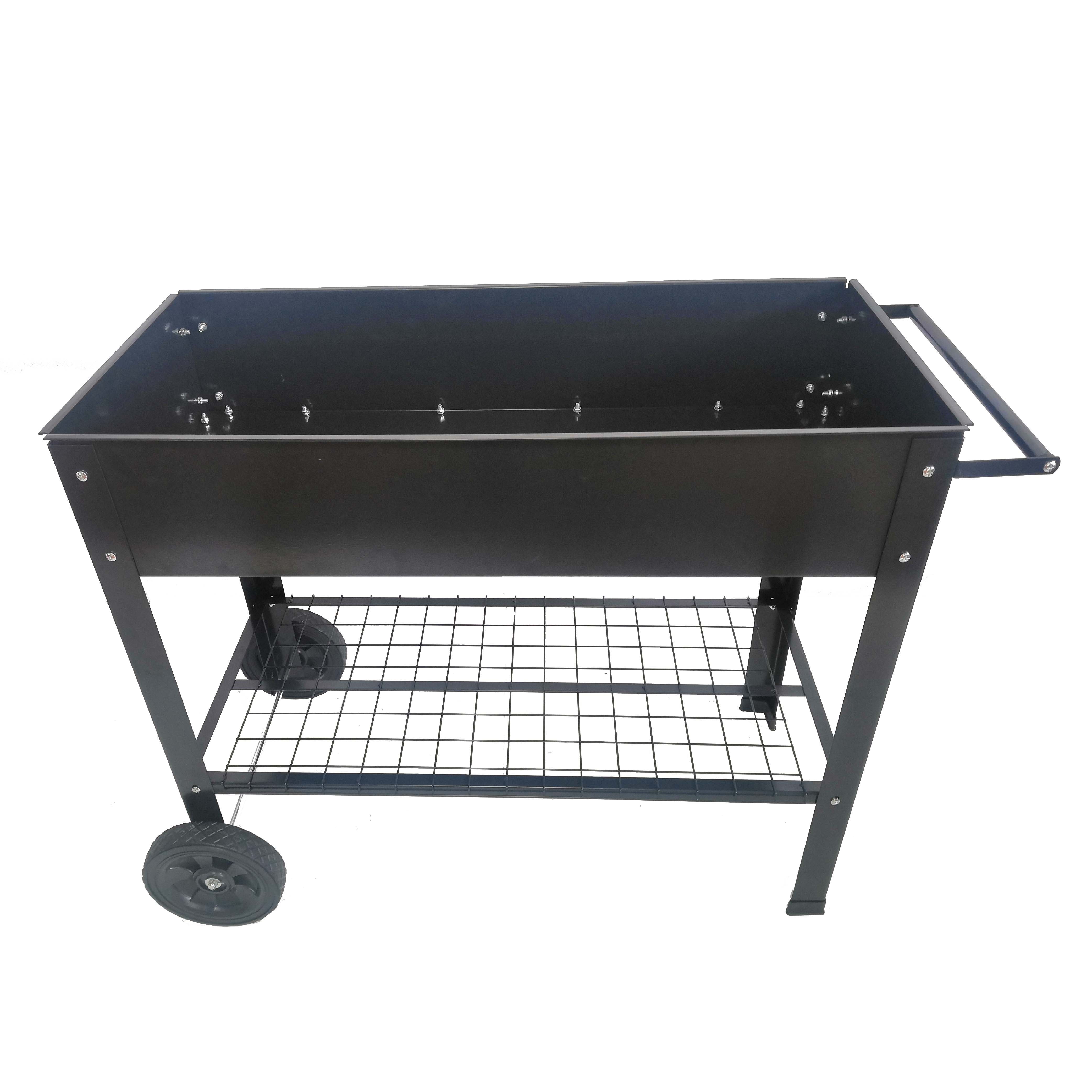 Gardenry Mobile Metal Raised Garden Bed Cart with Legs, Elevated Tall Planter Box with Wheels for Outdoor Indoors House Patio Backyard Vegetables Tomato DIY Herb Grow (Black)