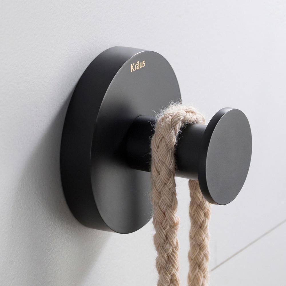 KRAUS Elie Bathroom Robe and Towel Hook in Matte Black KEA-18801MB