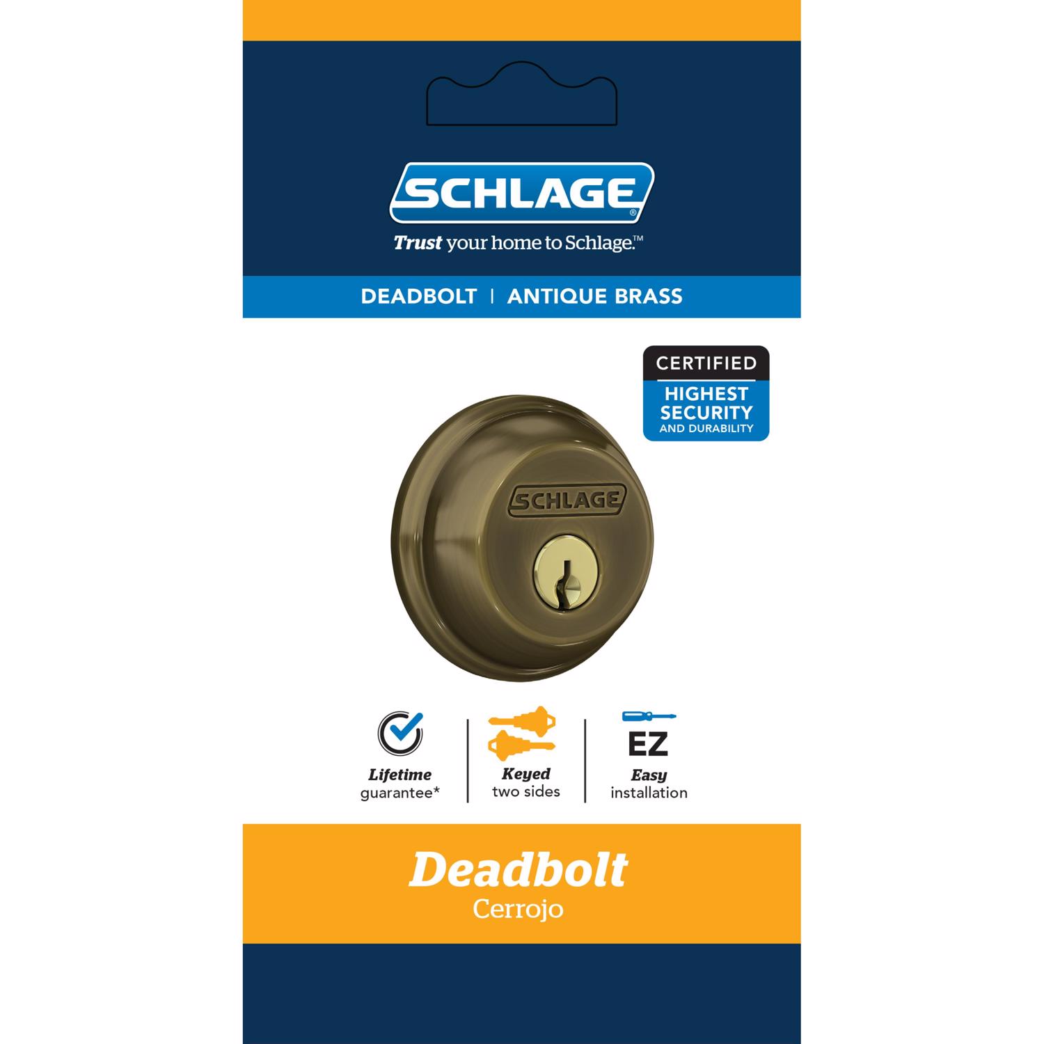 Schlage Antique Brass Zinc Double Cylinder Deadbolt