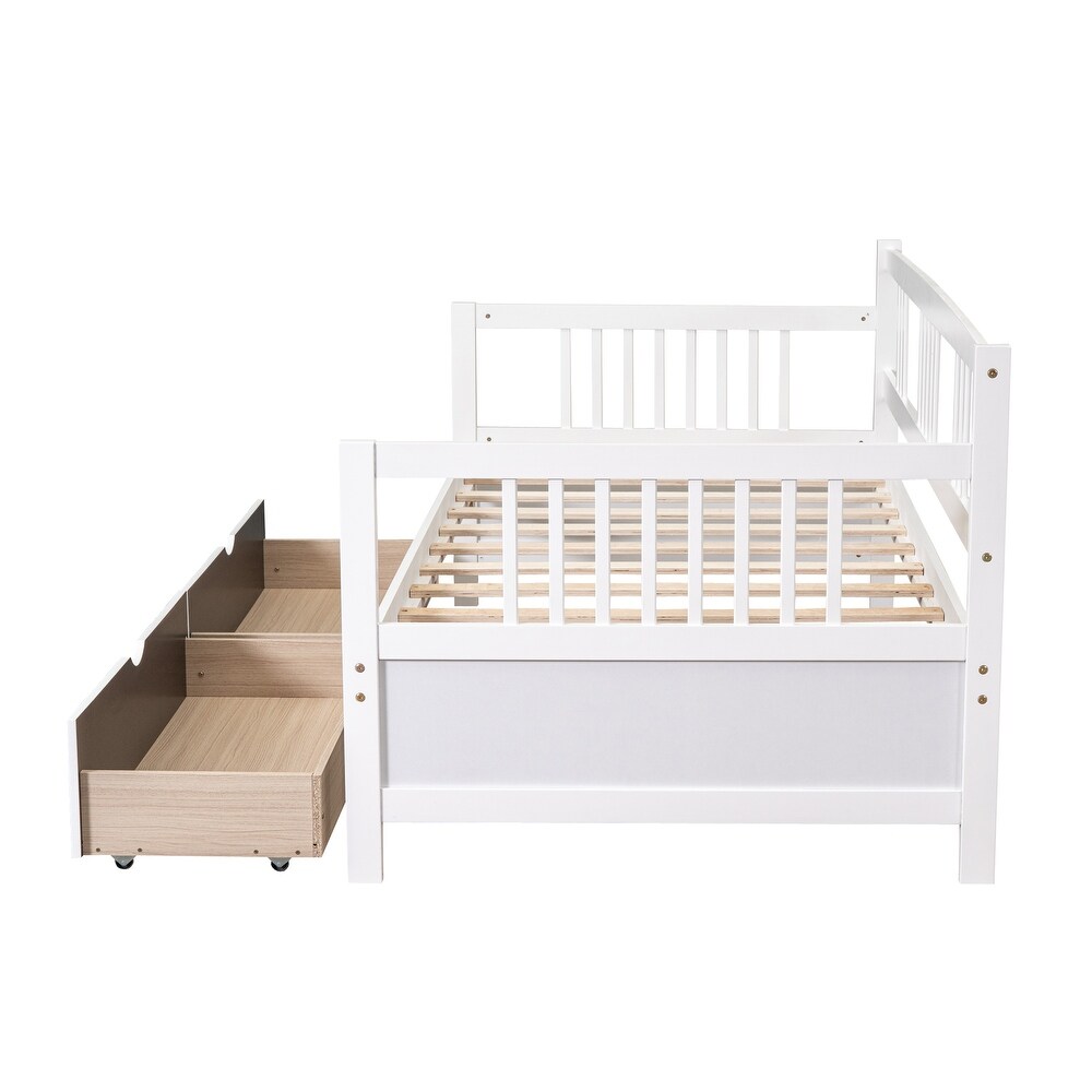 Classic and Stylish Design Twin Size Daybed Wood Bed with Two Drawers