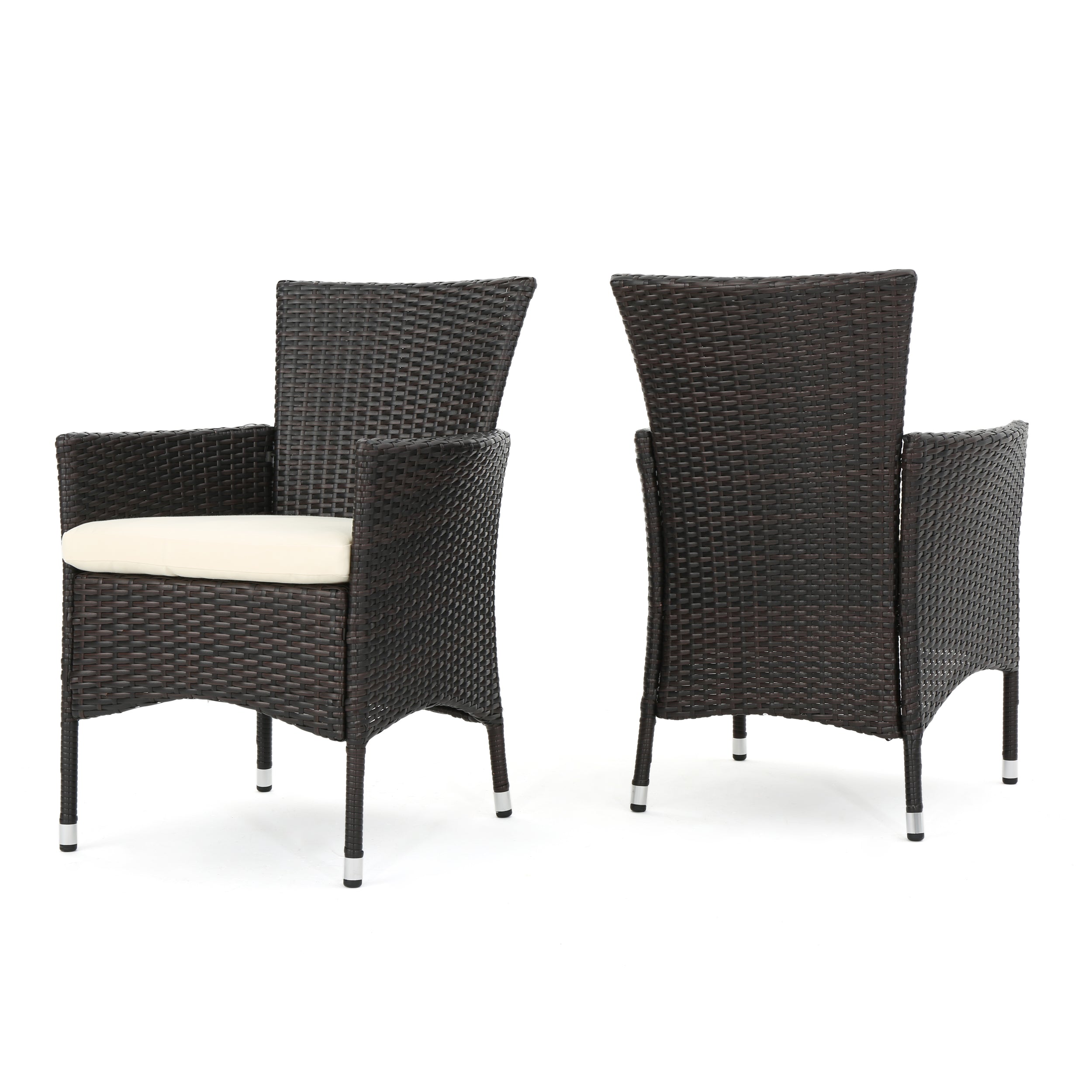 Clementine Outdoor Multibrown PE Wicker Dining Chairs (Set of 2)