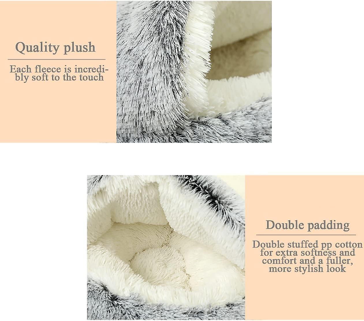 Fluffy Plush Soothing Bed For Dogs Under 10kg， Washable Anti anxiety Dog Bed For Small Medium Dogs， Soft Warm Indoor Donut Bed (65cm， Grey)