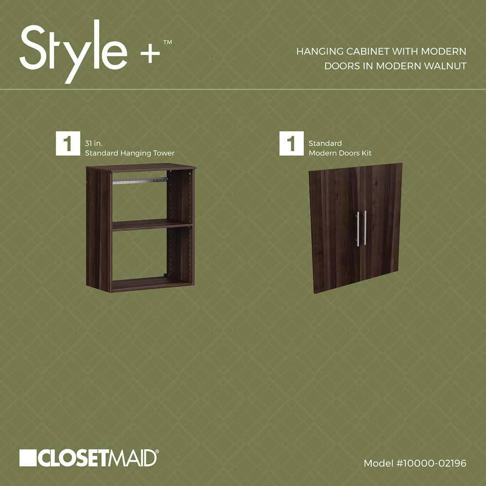 ClosetMaid Style+ 14.59 in. D x 25.12 in. W x 31.28 in. H Modern Walnut Laundry Room Floating Cabinet Kit with Modern Doors 10000-02196