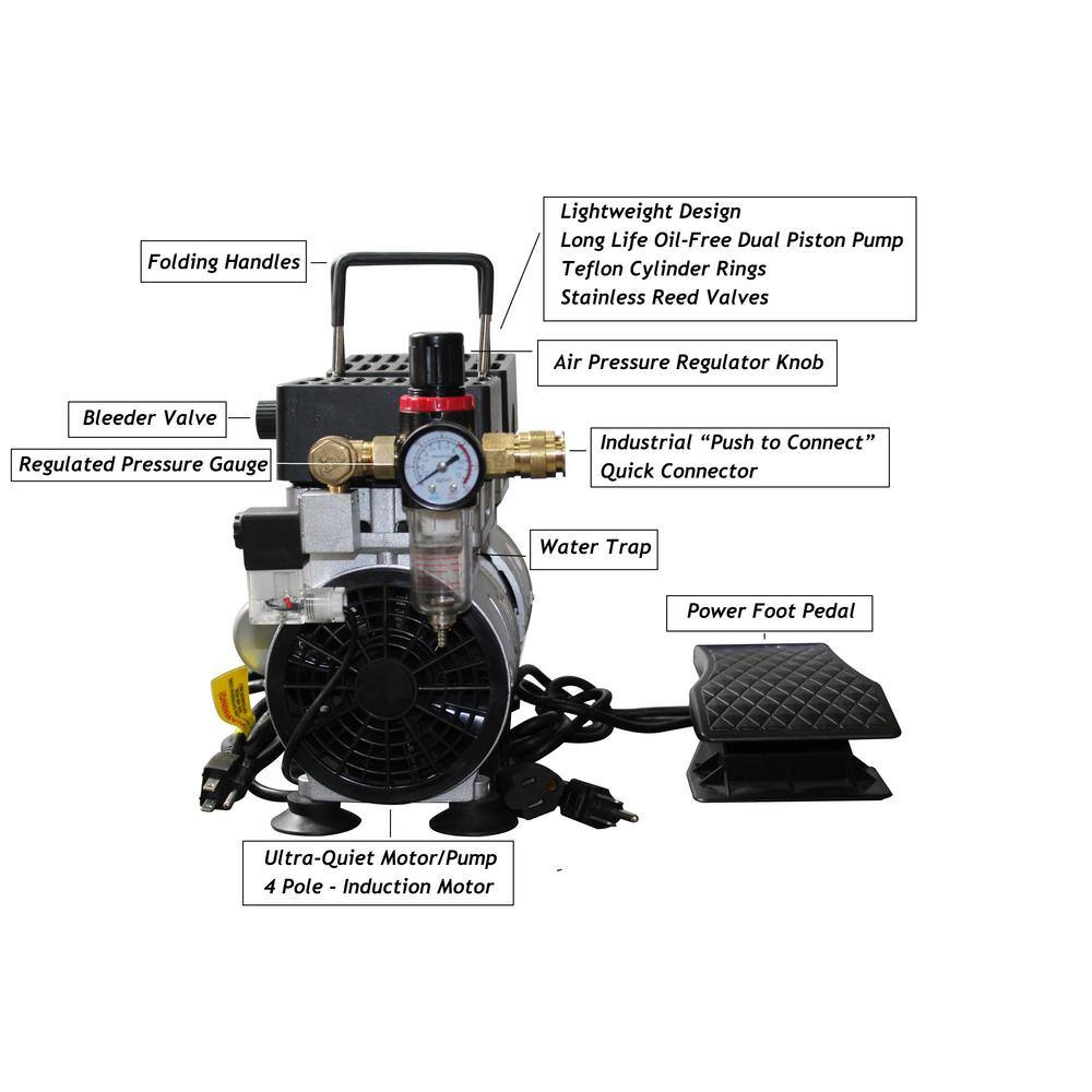 California Air Tools Tankless Portable 1.0 HP Ultra Quiet and Oil-Free Electric Air Compressor 10TL