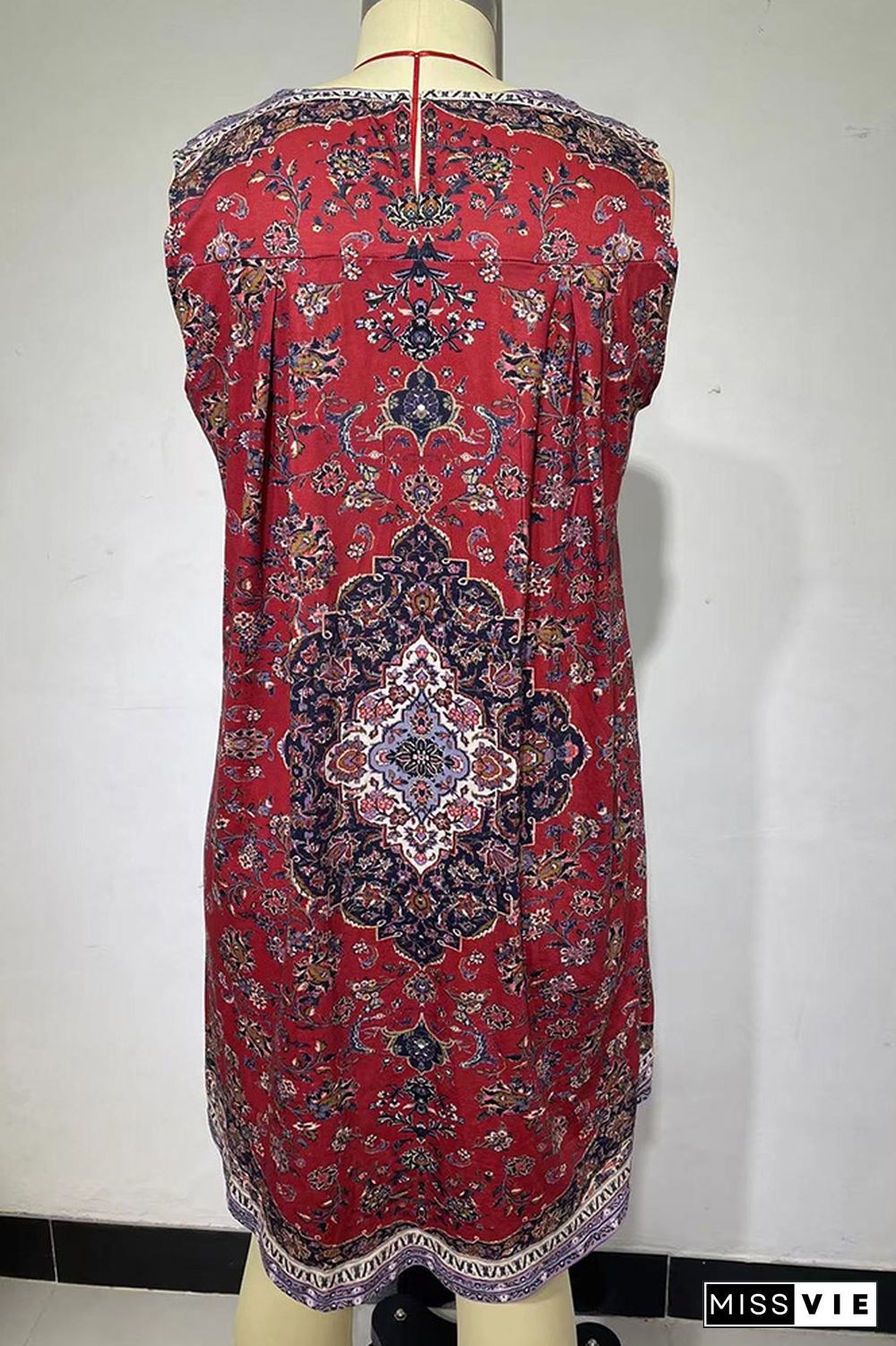 Ethnic Floral Print Boho Tank Dress