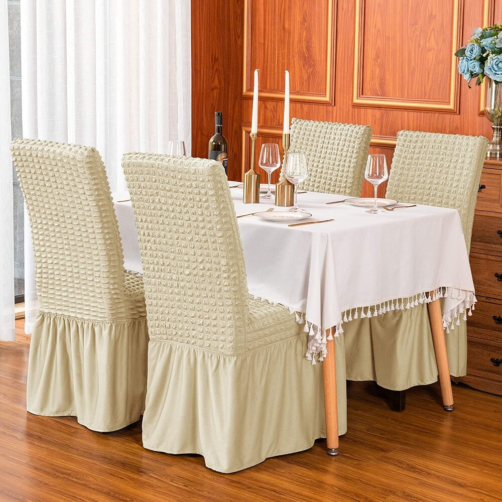 Subrtex Set of 2 Stretch Dining Chair Cover Ruffle Skirt Slipcovers