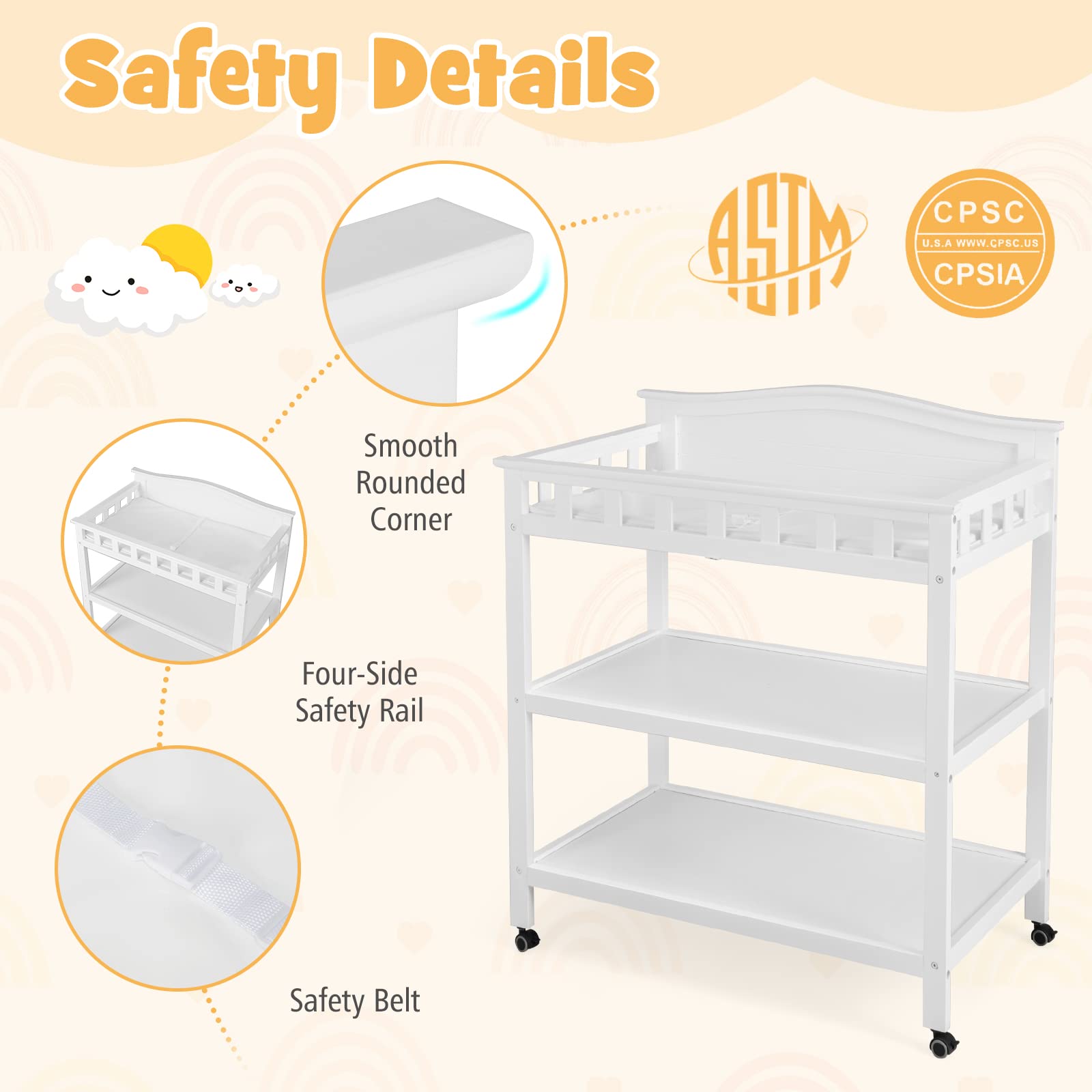 Costzon Baby Changing Table, Infant Diaper Changing Station