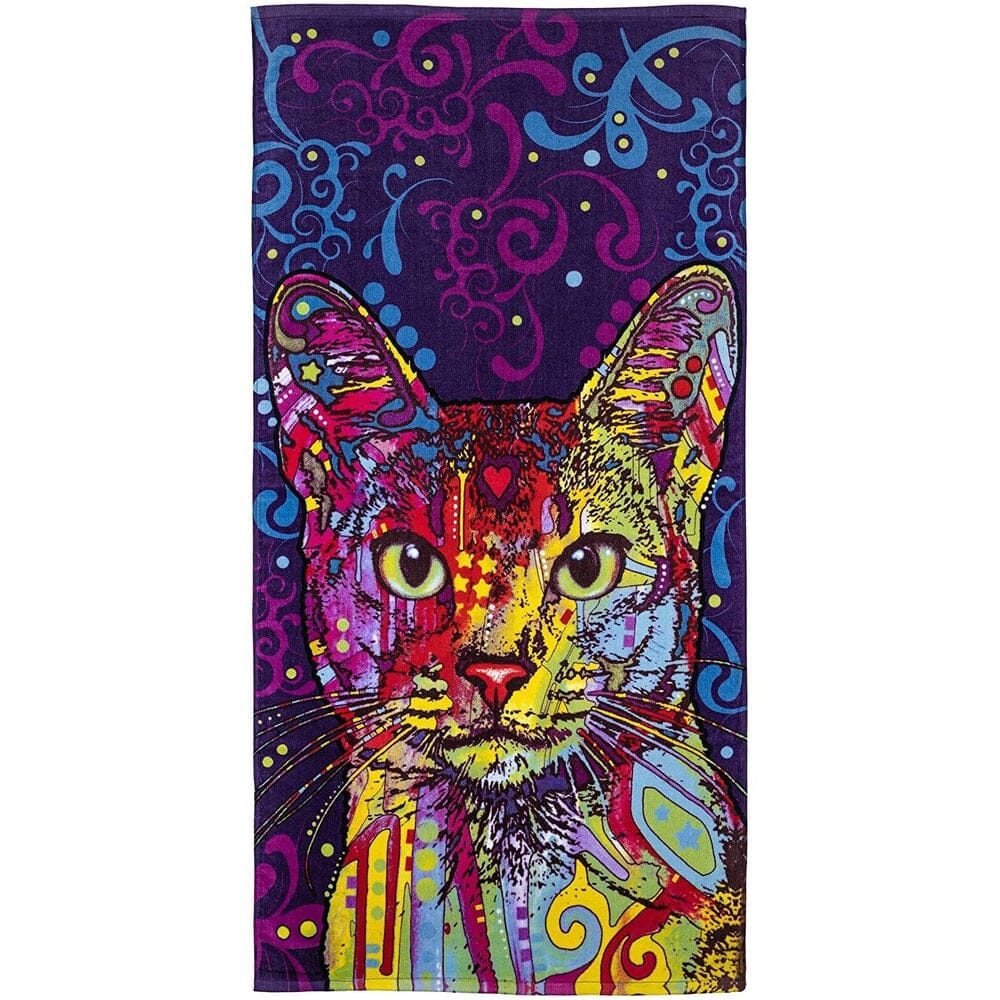 Confident Cat Super Soft Plush Cotton Beach Bath Pool Towel by Dean Russo