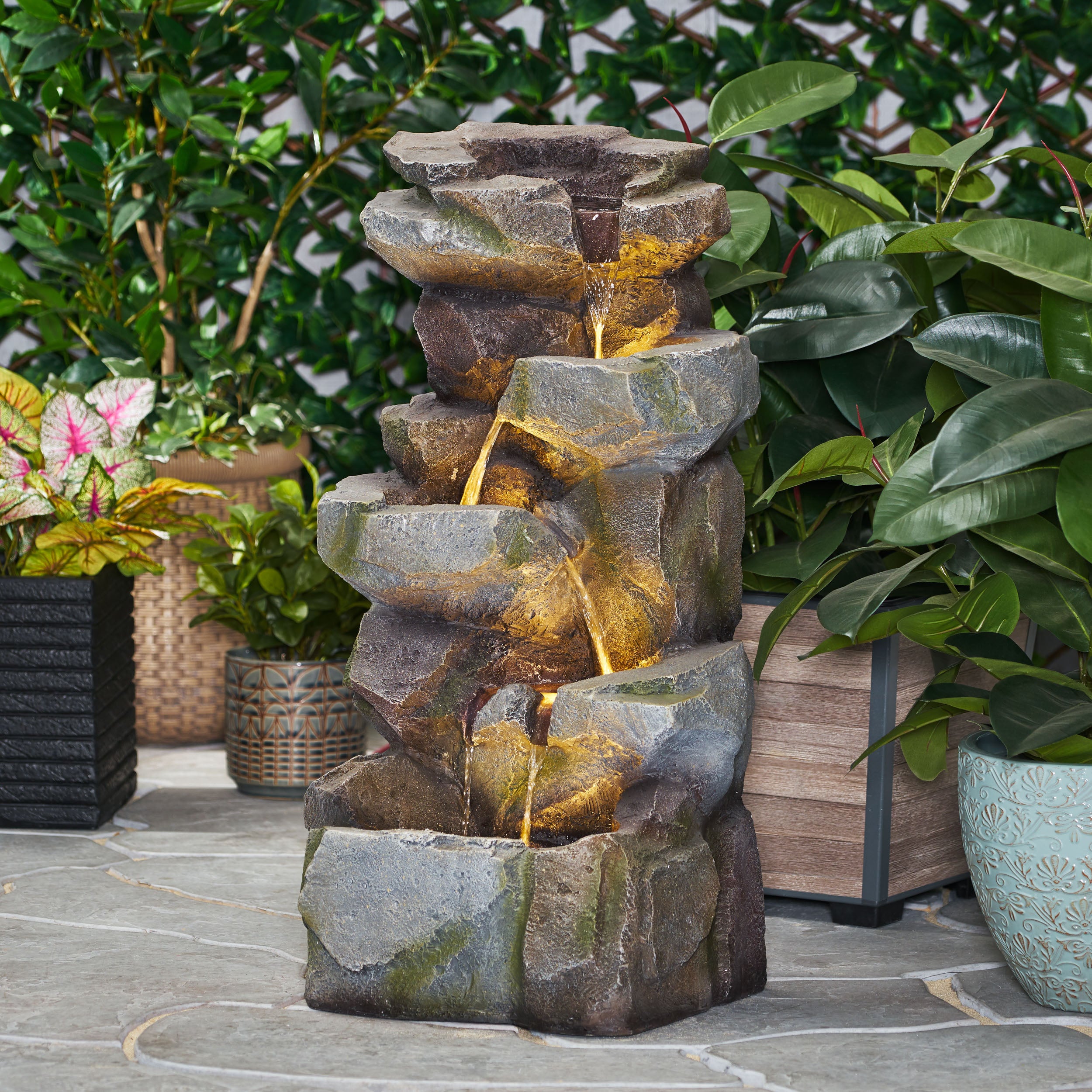 Trion Outdoor 4 Tier Rock Fountain