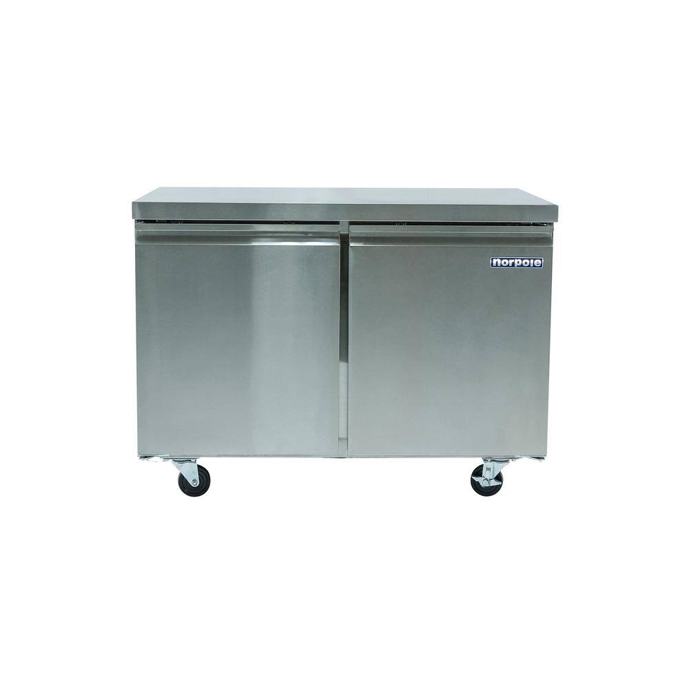 Norpole 2-Door 12 cu. ft. Commercial Under Counter Upright Freezer in Stainless Steel NP2F-48UC