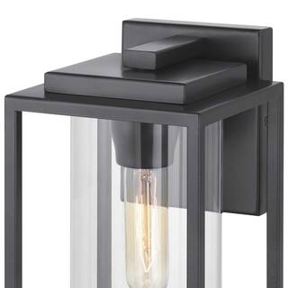 Progress Lighting Macstreet 12 in. 1-Light Matte Black Modern Outdoor Wall Lantern with Clear Glass P560221-031