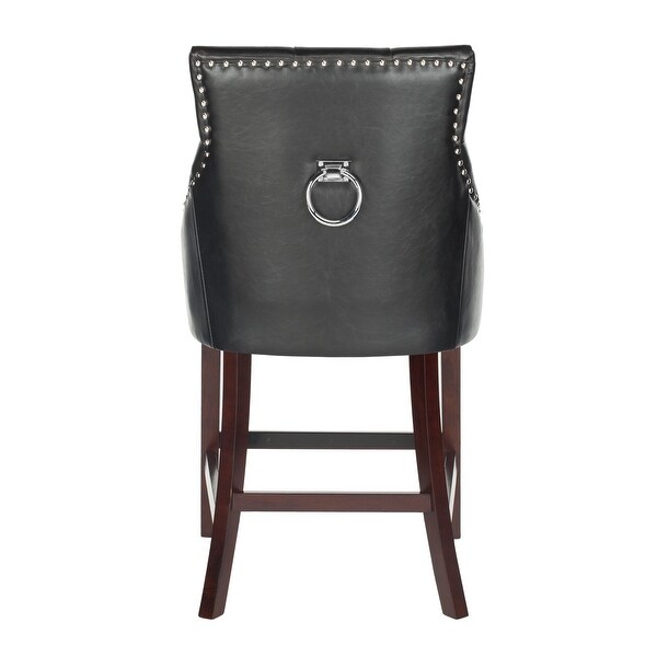 SAFAVIEH 26- Inch Eleni Black/ Espresso Tufted Counter Stool (Set of 2) - 22.5