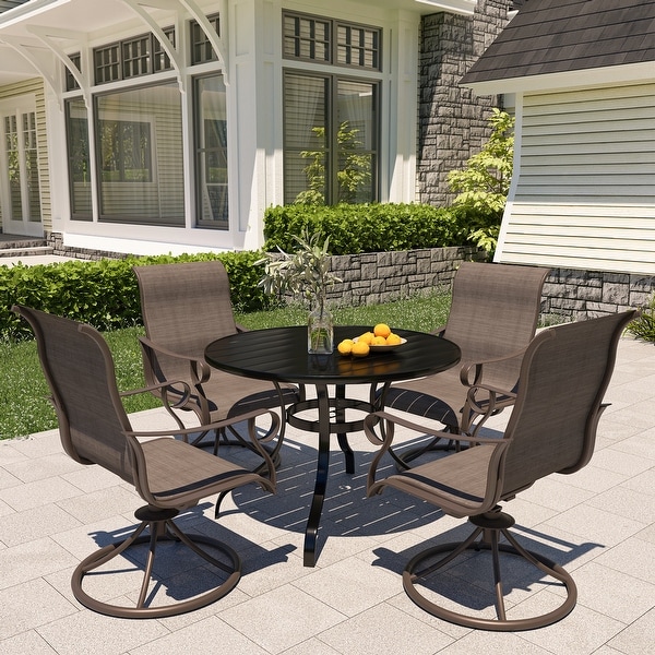 Outdoor 5 Piece Patio Swivel Chair Dining Table Set