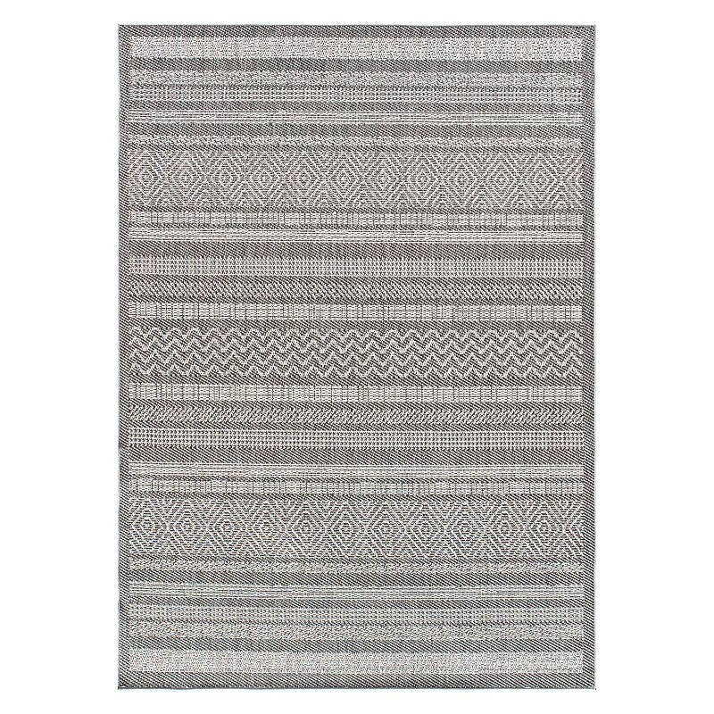 World Rug Gallery Contemporary Bohemain Stripes Indoor/Outdoor Waterproof Patio Area Rug