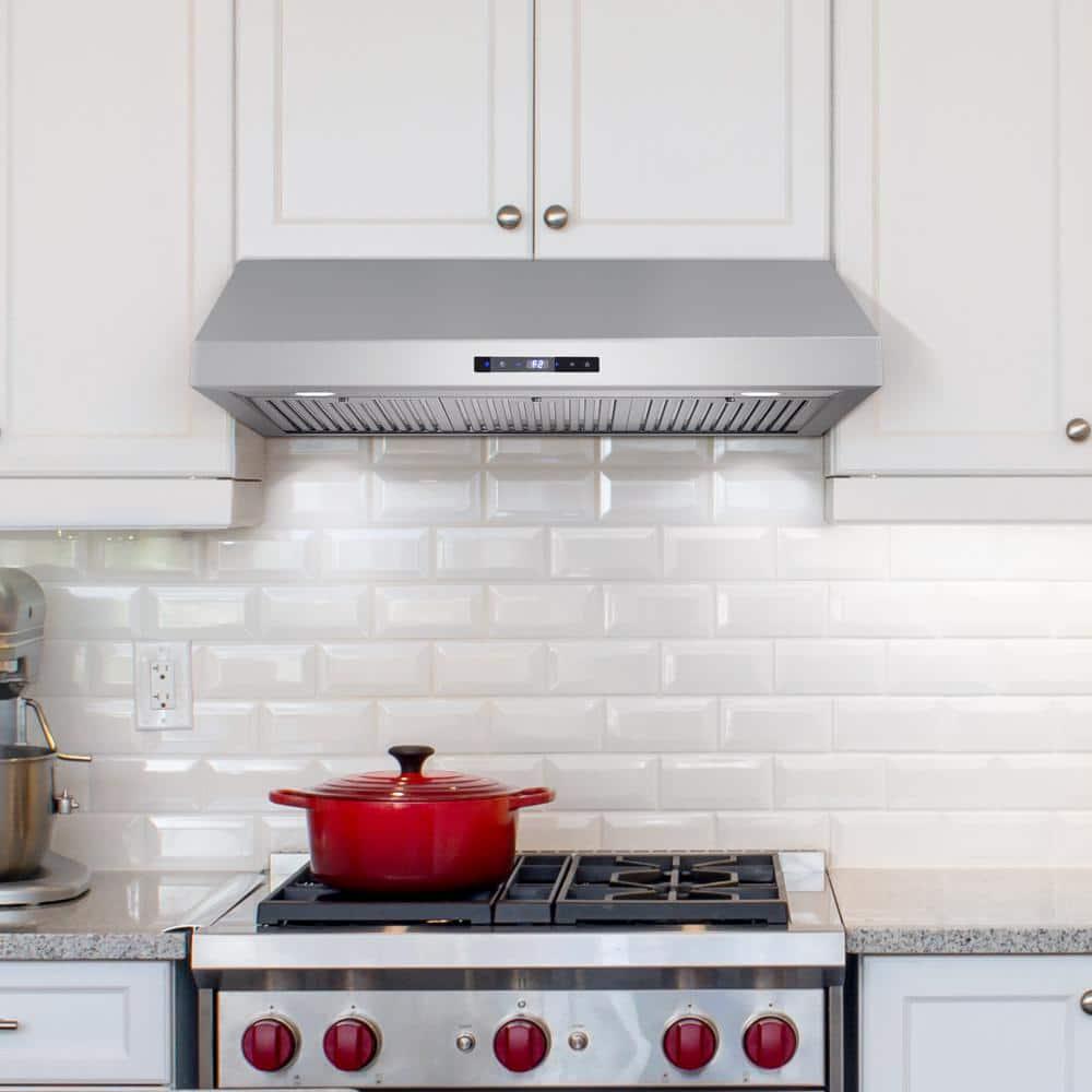 Cosmo 36 in Ducted Under Cabinet Range Hood in Stainless Steel with Touch Display and Permanent Filters