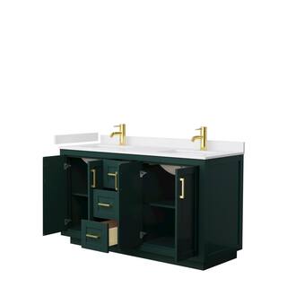 Wyndham Collection Miranda 60 in. W x 22 in. D x 33.75 in. H Double Bath Vanity in Green with White Cultured Marble Top WCF292960DGDWCUNSMXX