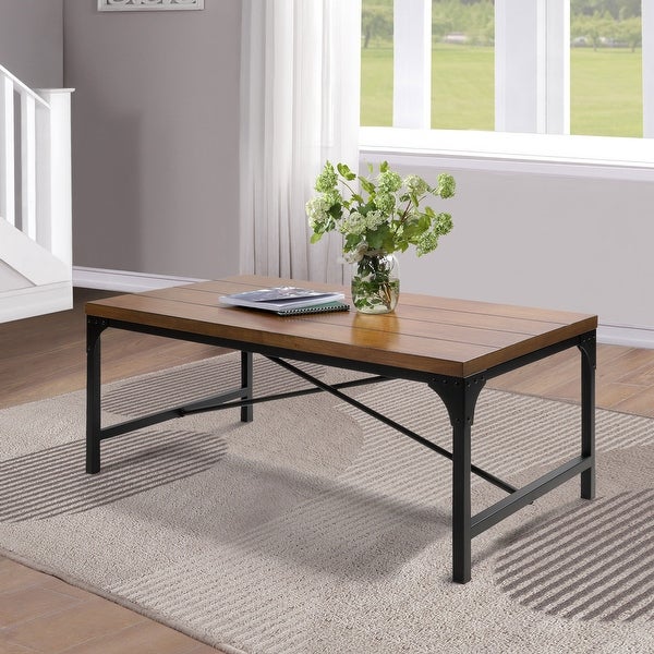 Farmhouse Rectangle Living Room Wood Coffee Table Sofa Cocktail Table - 42'' x 22'' x 17''