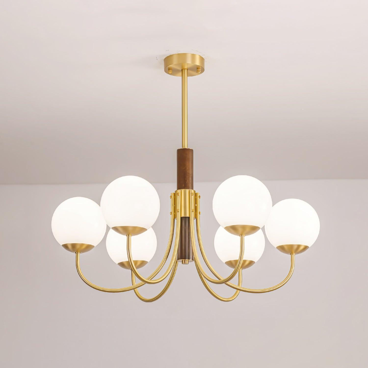 Midas Touch Walnut Sphere Chandelier