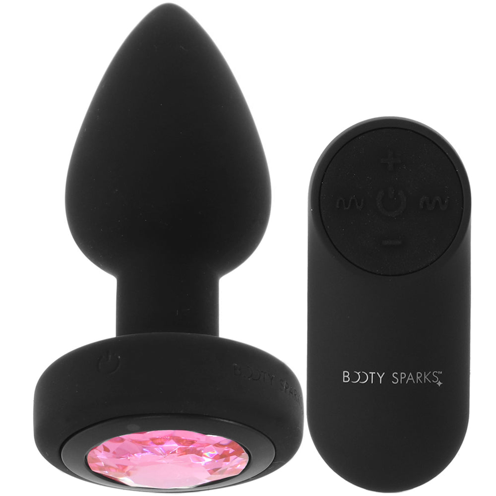 Booty Sparks Pink Gem Vibrating Anal Plug in Small