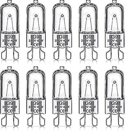 G9 Halogen Light Bulbs 40w， No Flickering， Dimmable， 600lm， 2800k， G9 Capsule Bulb， 10 Pcs