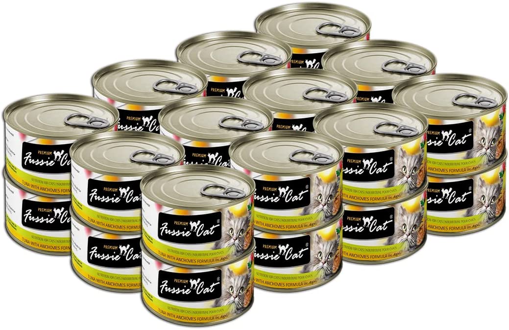 Fussie Cat Premium Tuna with Anchovies Formula in Aspic Grain-Free Canned Cat Food 5.5-oz case of 24