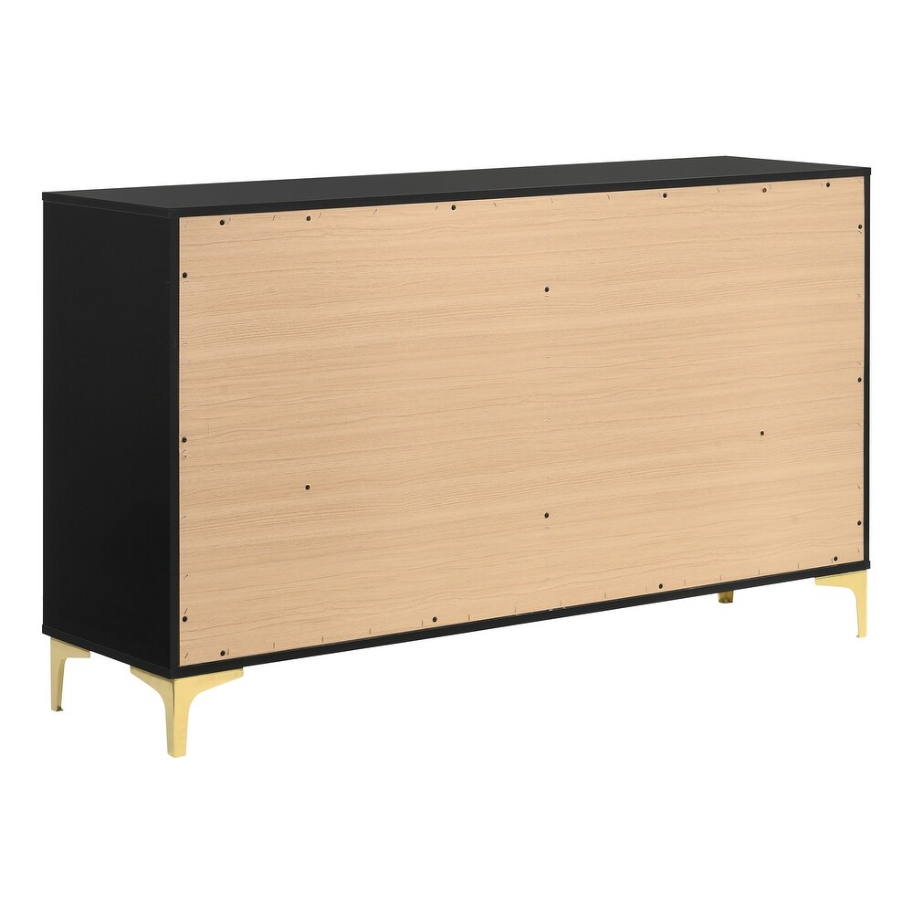 Lexie Black and Gold 6 Drawer Rectangular Dresser