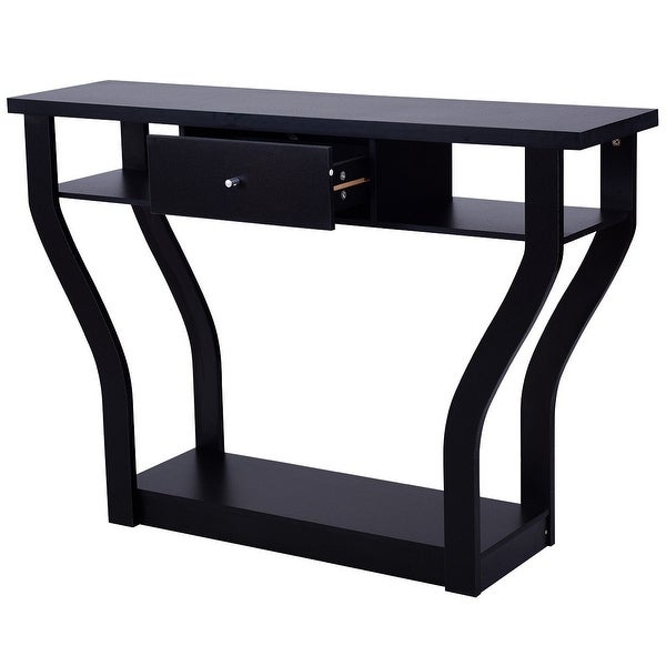 Costway Black Accent Console Table Modern Sofa Entryway Hallway Hall