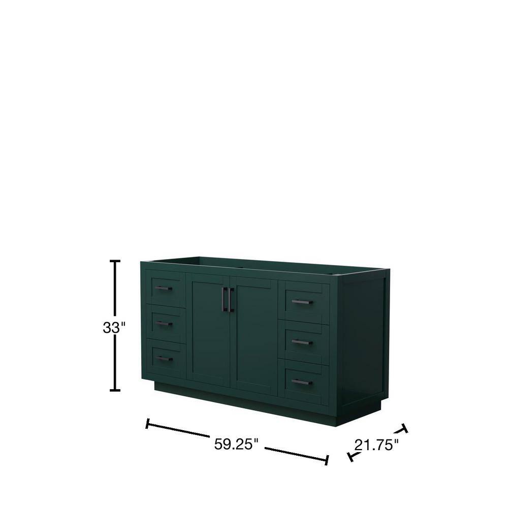 Wyndham Collection Miranda 59.25 in. W x 21.75 in. D x 33 in. H Single Bath Vanity Cabinet without Top in Green WCF292960SGKCXSXXMXX