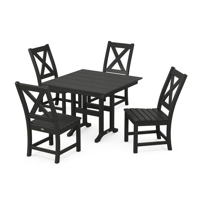 Polywood Braxton Side Chair 5-Piece Farmhouse Dining Set PWS1136-1