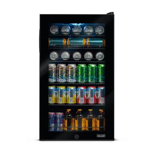 NewAir 19 in. 126 (12 oz.) Can Freestanding Beverage Cooler Fridge with Adjustable Shelves Modern Black AB-1200B