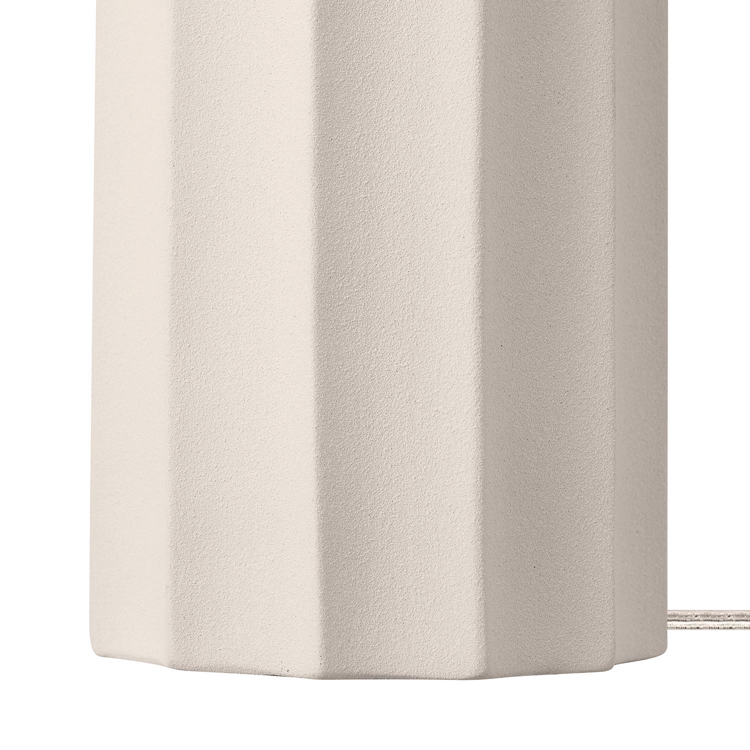 Globe Electric Doris 20 Ribbed Concrete Finish Table Lamp with White Linen Shade， 91004439